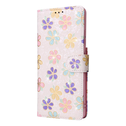 Samsung Galaxy S21 Ultra Luxury Bronzing Leather Case - Floral RFID Wallet Cover with Stand & Card Slots