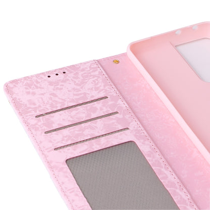 Samsung Galaxy S21 Ultra Luxury Bronzing Leather Case - Floral RFID Wallet Cover with Stand & Card Slots