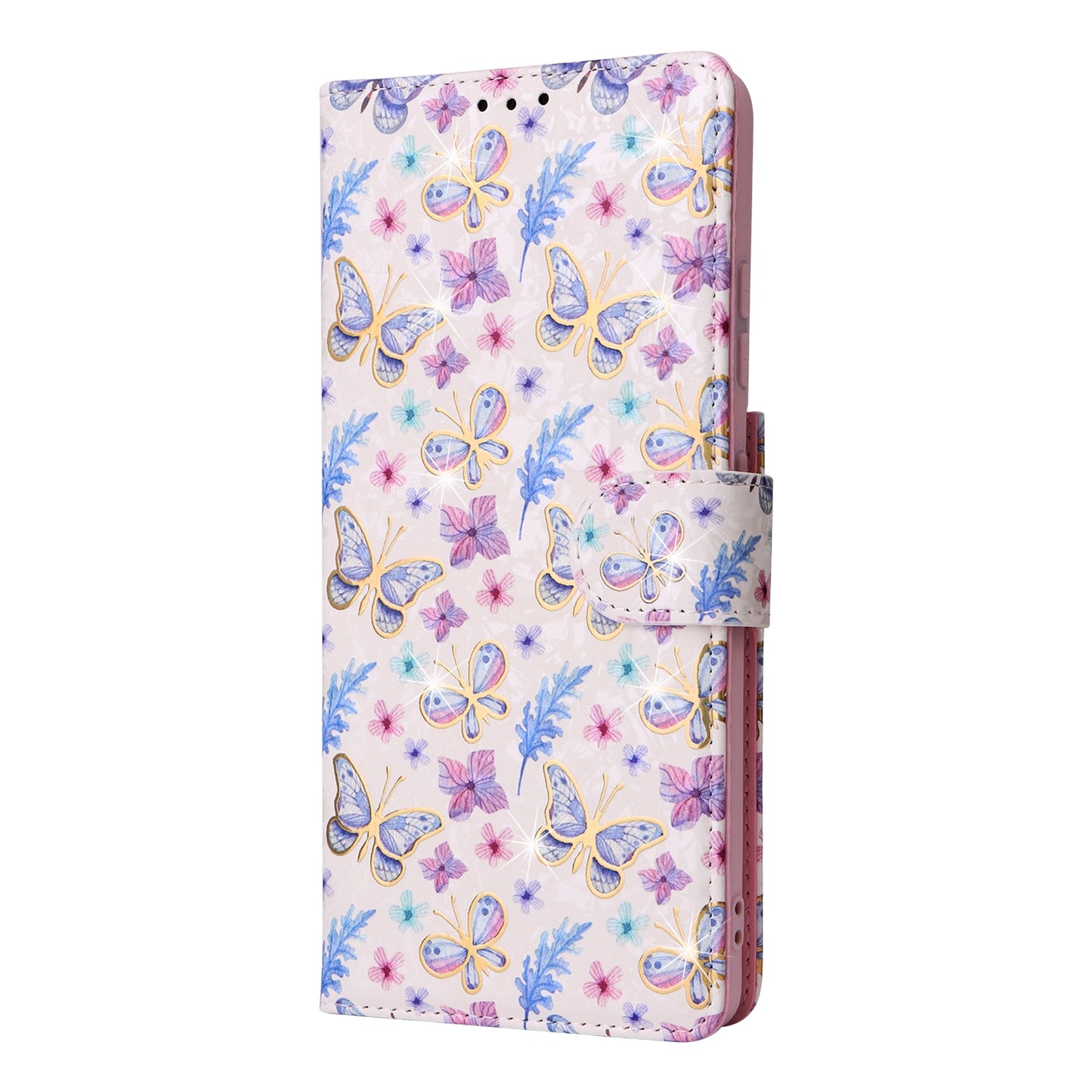 Samsung Galaxy S21 Ultra Luxury Bronzing Leather Case - Floral RFID Wallet Cover with Stand & Card Slots