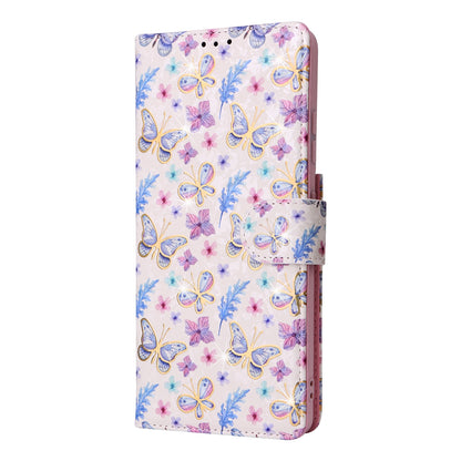 Samsung Galaxy S21 Ultra Luxury Bronzing Leather Case - Floral RFID Wallet Cover with Stand & Card Slots