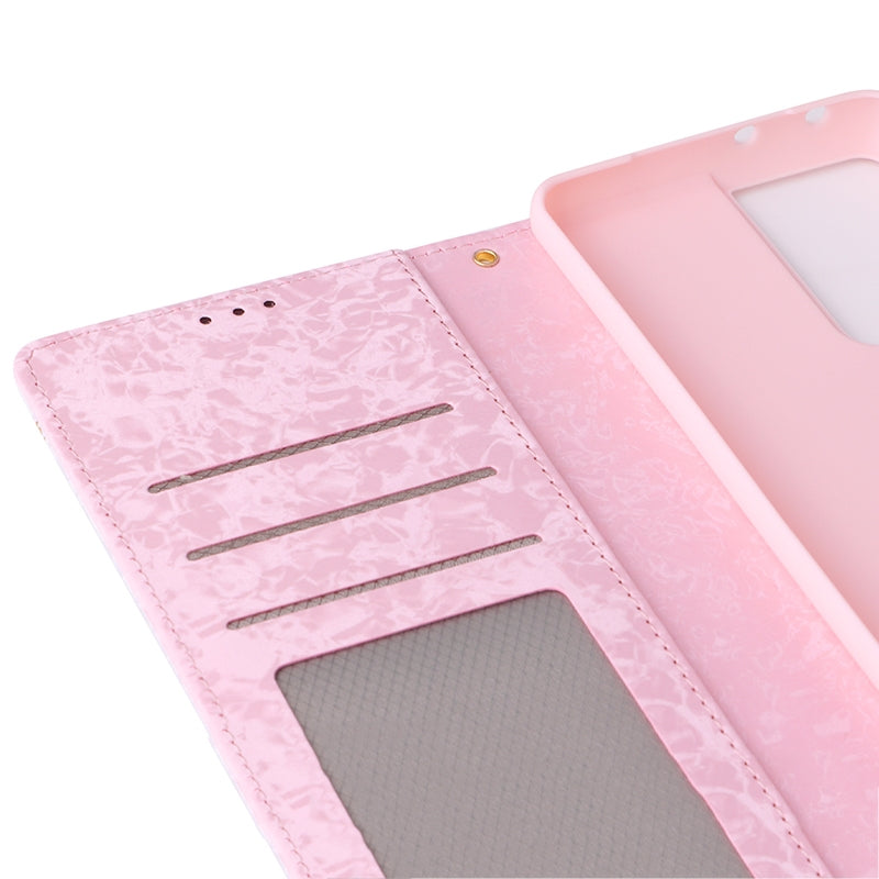 Samsung Galaxy S21 Ultra Luxury Bronzing Leather Case - Floral RFID Wallet Cover with Stand & Card Slots