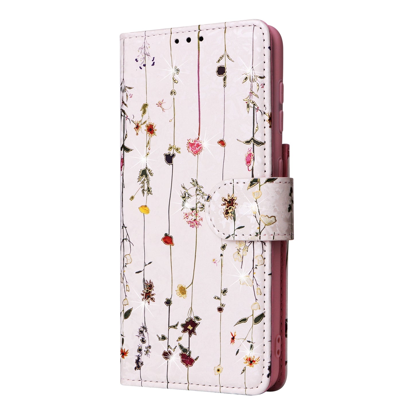 Samsung Galaxy S21 Plus Luxury Bronzing Leather Case - Floral RFID Wallet Cover with Stand & Card Slots