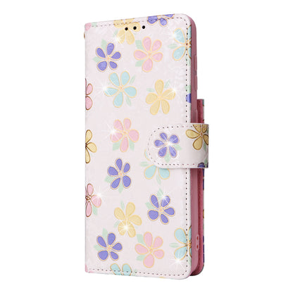 Samsung Galaxy S21 Plus Luxury Bronzing Leather Case - Floral RFID Wallet Cover with Stand & Card Slots