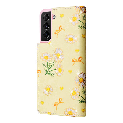 Samsung Galaxy S21 Plus Luxury Bronzing Leather Case - Floral RFID Wallet Cover with Stand & Card Slots