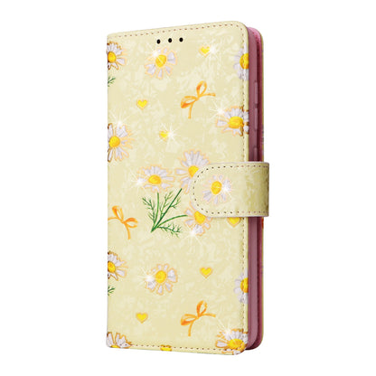 Samsung Galaxy S21 FE 5G Luxury Bronzing Leather Case - Floral RFID Wallet Cover with Stand & Card Slots