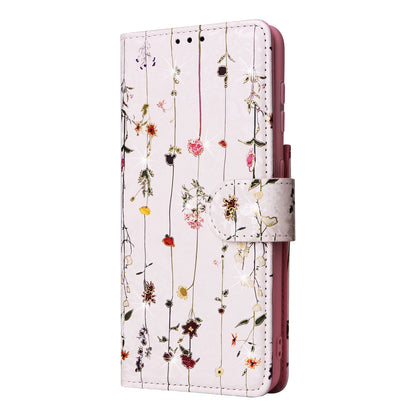 Samsung Galaxy S21 5G Luxury Bronzing Leather Case - Floral RFID Wallet Cover with Stand & Card Slots