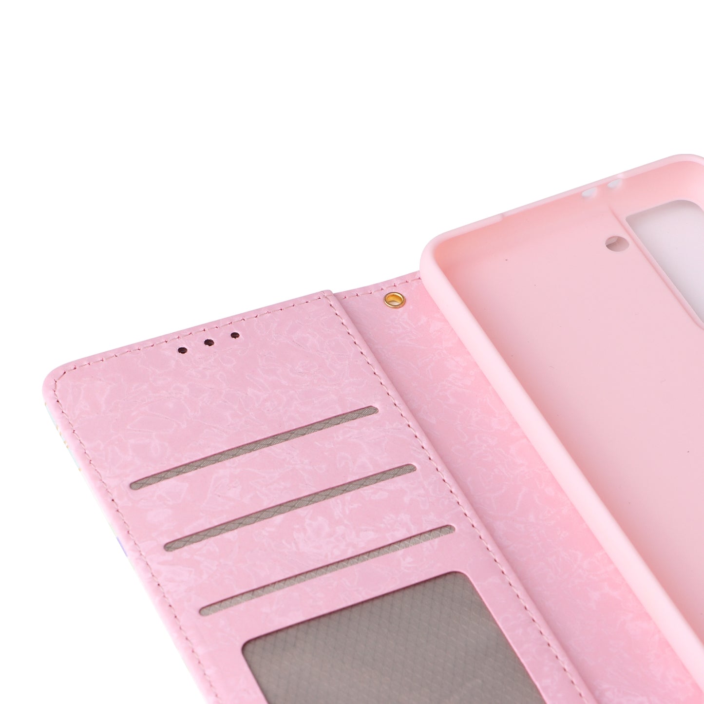 Samsung Galaxy S21 5G Luxury Bronzing Leather Case - Floral RFID Wallet Cover with Stand & Card Slots