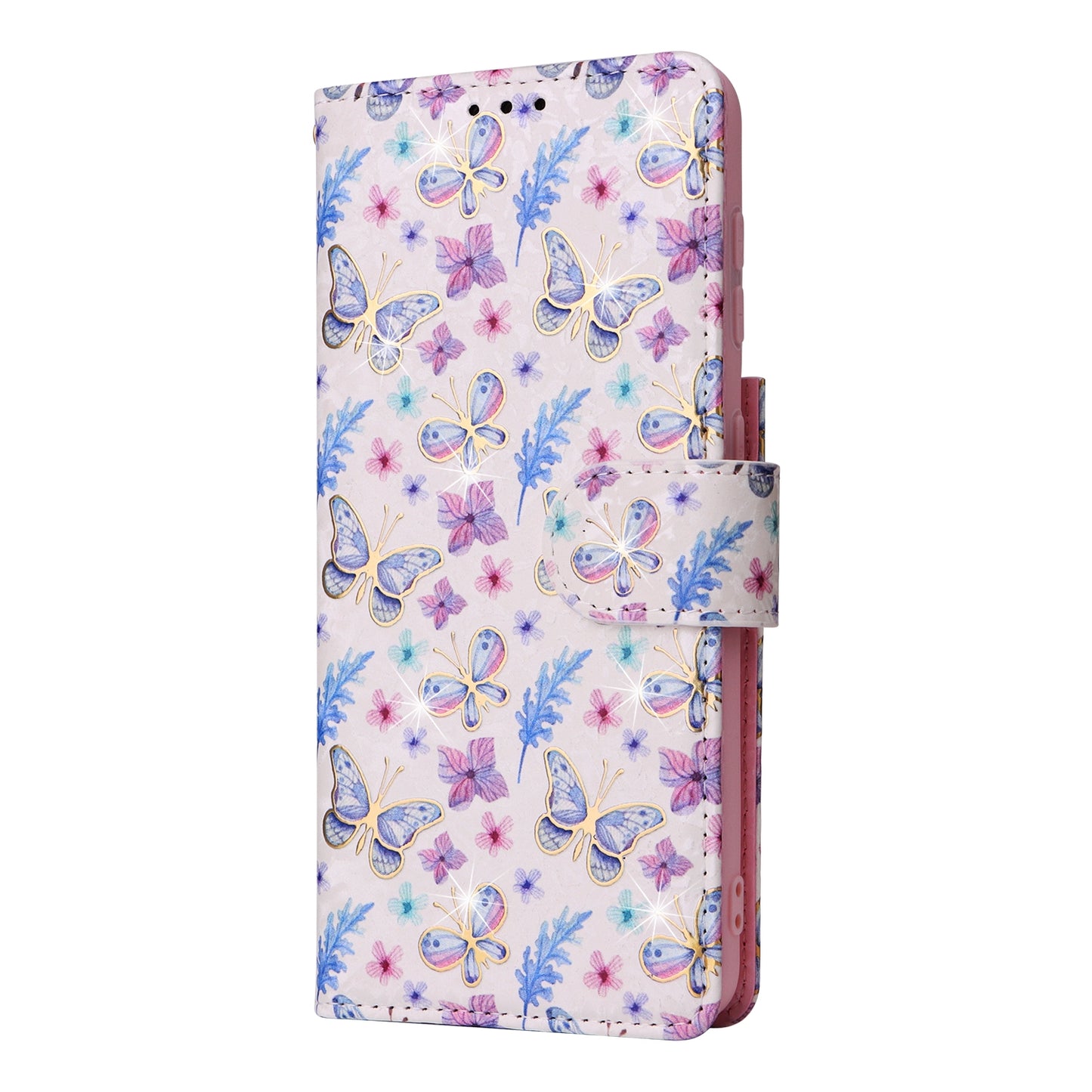 Samsung Galaxy S21 5G Luxury Bronzing Leather Case - Floral RFID Wallet Cover with Stand & Card Slots