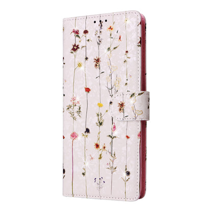 Samsung Galaxy S20 Ultra Luxury Bronzing Leather Case - Floral RFID Wallet Cover with Stand & Card Slots