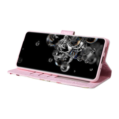 Samsung Galaxy S20 Ultra Luxury Bronzing Leather Case - Floral RFID Wallet Cover with Stand & Card Slots