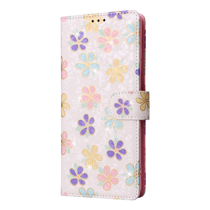 Samsung Galaxy S20 Ultra Luxury Bronzing Leather Case - Floral RFID Wallet Cover with Stand & Card Slots