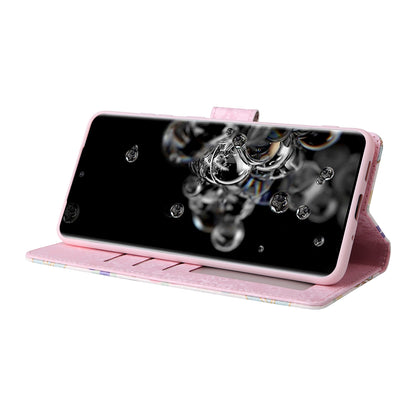 Samsung Galaxy S20 Ultra Luxury Bronzing Leather Case - Floral RFID Wallet Cover with Stand & Card Slots