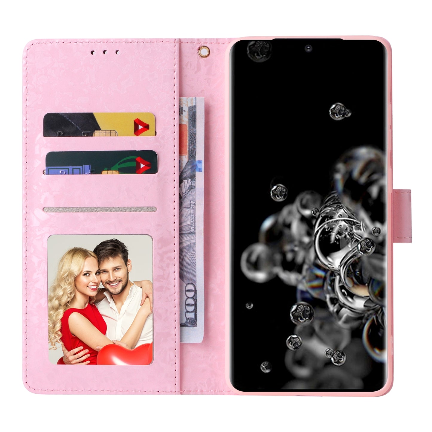 Samsung Galaxy S20 Ultra Luxury Bronzing Leather Case - Floral RFID Wallet Cover with Stand & Card Slots