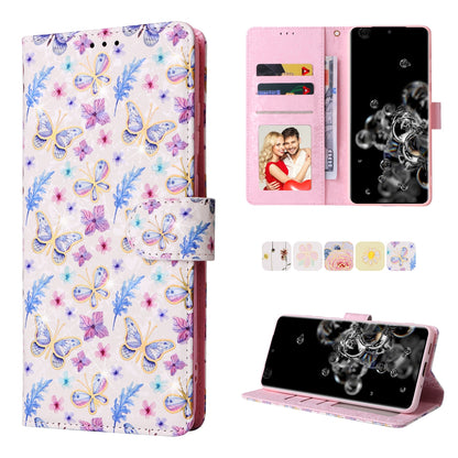 Samsung Galaxy S20 Ultra Luxury Bronzing Leather Case - Floral RFID Wallet Cover with Stand & Card Slots