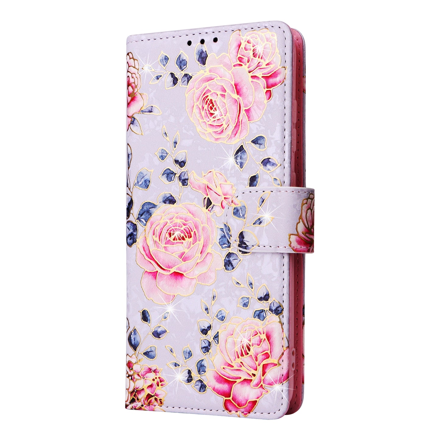 Samsung Galaxy S20 Plus Luxury Bronzing Leather Case - Floral RFID Wallet Cover with Stand & Card Slots