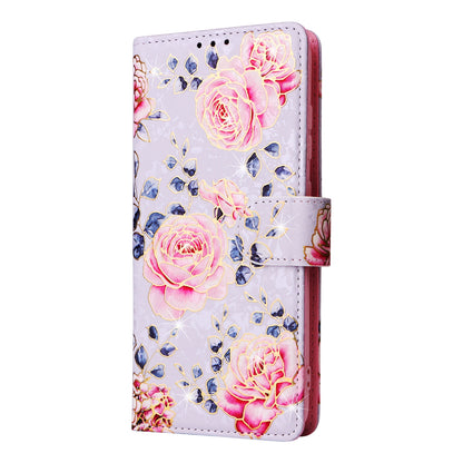 Samsung Galaxy S20 Plus Luxury Bronzing Leather Case - Floral RFID Wallet Cover with Stand & Card Slots