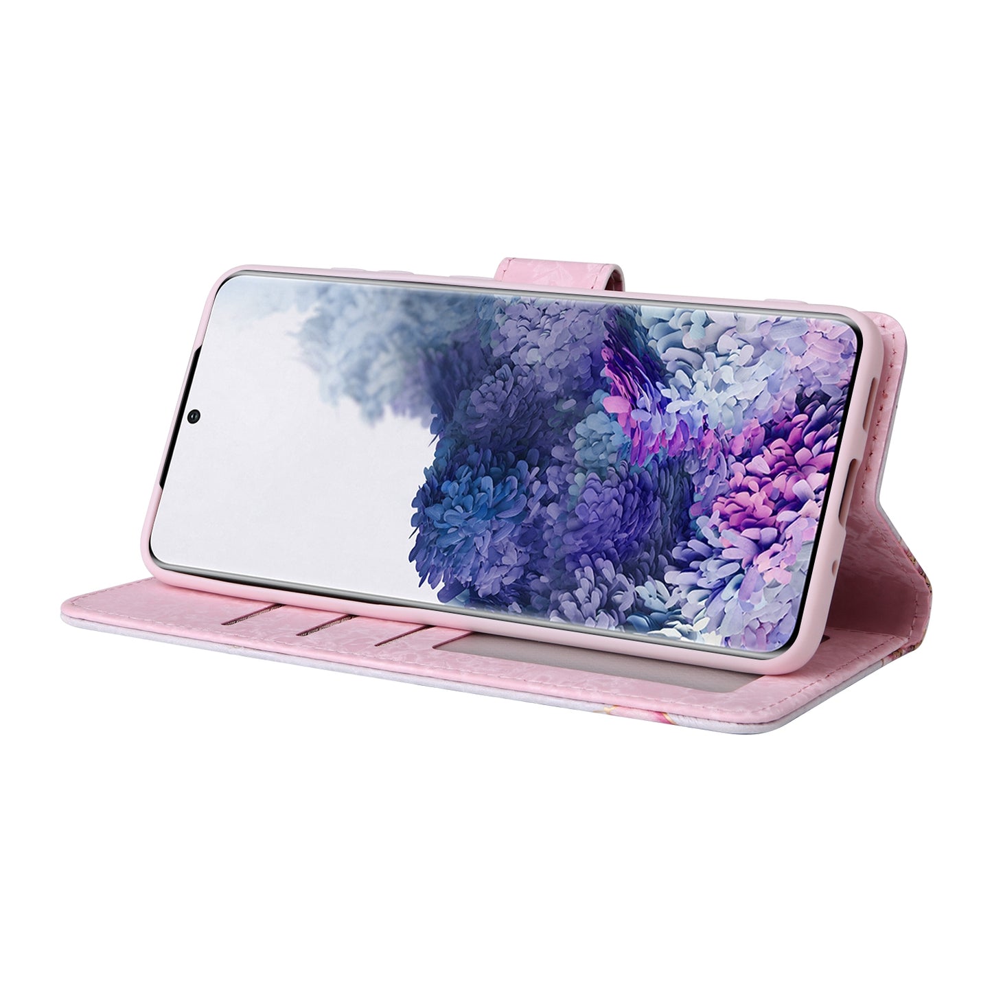 Samsung Galaxy S20 Plus Luxury Bronzing Leather Case - Floral RFID Wallet Cover with Stand & Card Slots