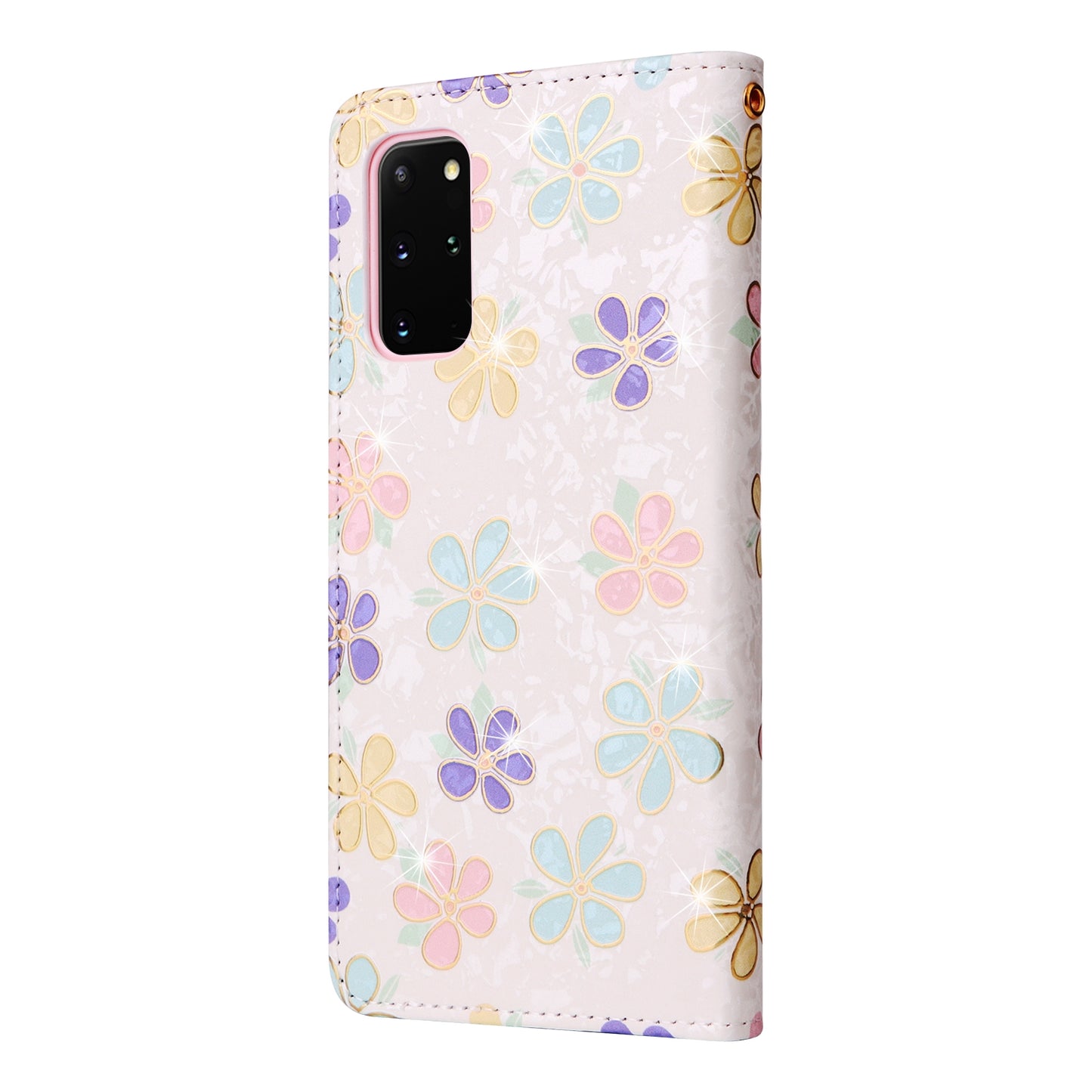 Samsung Galaxy S20 Plus Luxury Bronzing Leather Case - Floral RFID Wallet Cover with Stand & Card Slots