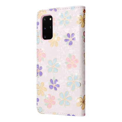 Samsung Galaxy S20 Plus Luxury Bronzing Leather Case - Floral RFID Wallet Cover with Stand & Card Slots
