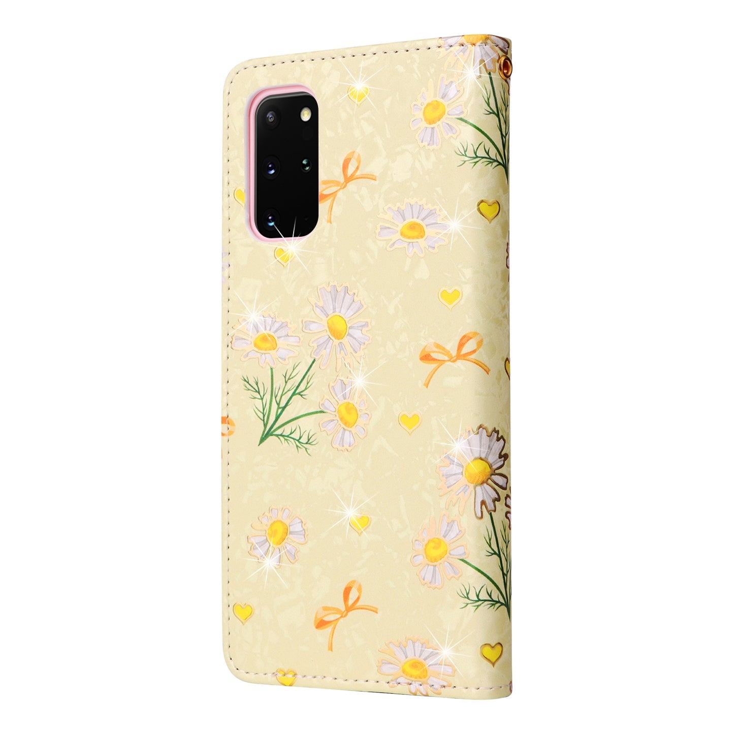 Samsung Galaxy S20 Plus Luxury Bronzing Leather Case - Floral RFID Wallet Cover with Stand & Card Slots