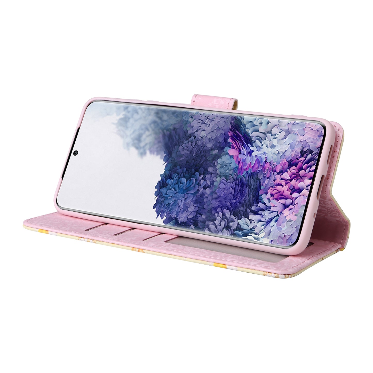 Samsung Galaxy S20 Plus Luxury Bronzing Leather Case - Floral RFID Wallet Cover with Stand & Card Slots