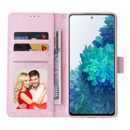 Samsung Galaxy S20 FE Luxury Bronzing Leather Case - Floral RFID Wallet Cover with Stand & Card Slots