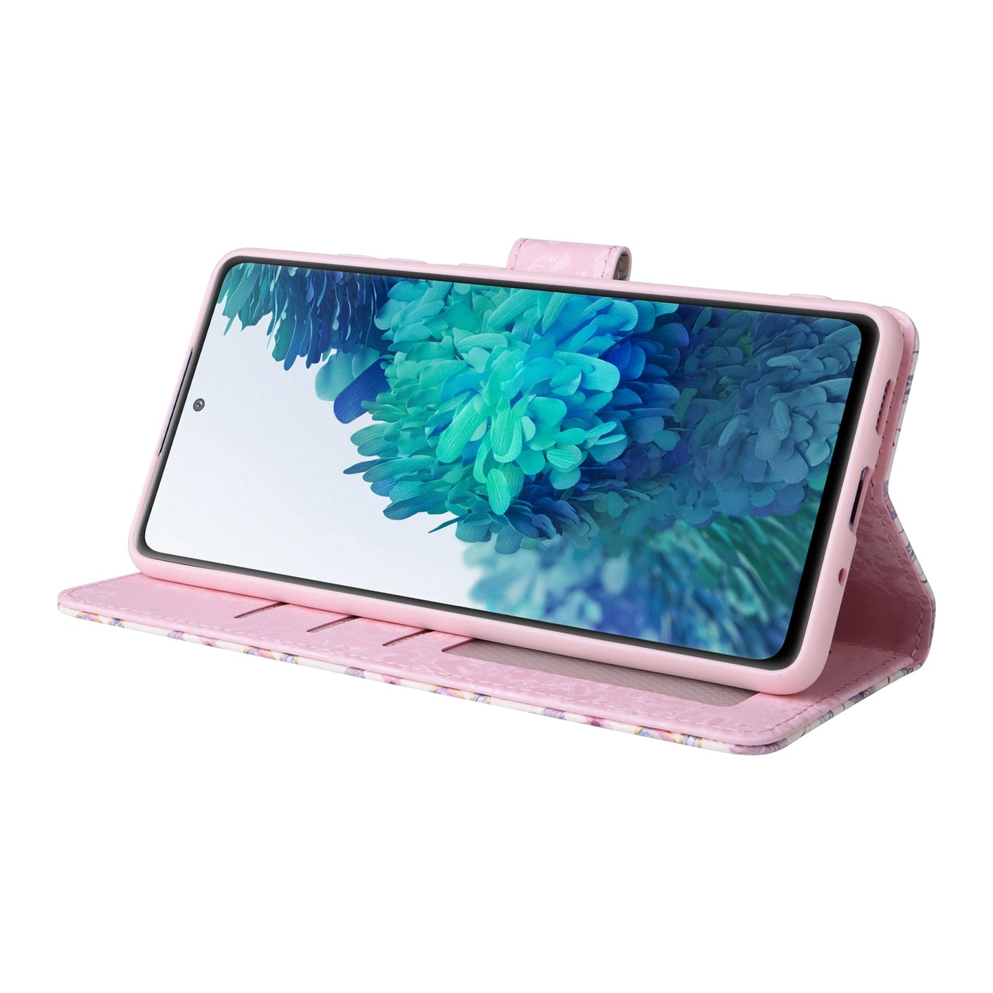 Samsung Galaxy S20 FE Luxury Bronzing Leather Case - Floral RFID Wallet Cover with Stand & Card Slots