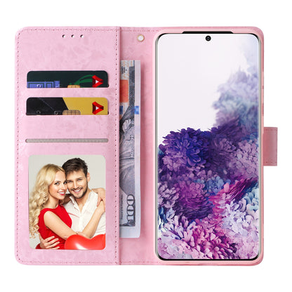 Samsung Galaxy S20 Luxury Bronzing Leather Case - Floral RFID Wallet Cover with Stand & Card Slots