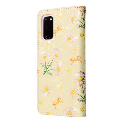 Samsung Galaxy S20 Luxury Bronzing Leather Case - Floral RFID Wallet Cover with Stand & Card Slots