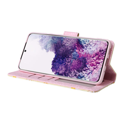 Samsung Galaxy S20 Luxury Bronzing Leather Case - Floral RFID Wallet Cover with Stand & Card Slots