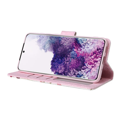 Samsung Galaxy S20 Luxury Bronzing Leather Case - Floral RFID Wallet Cover with Stand & Card Slots