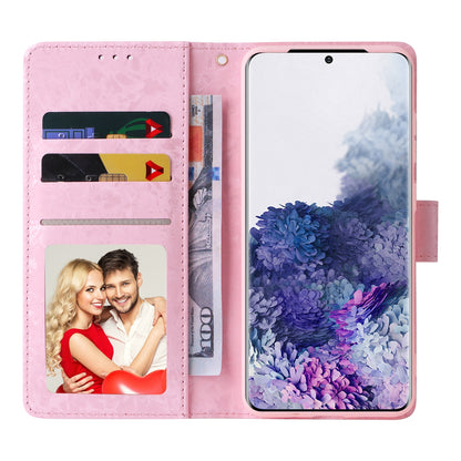 Samsung Galaxy S20 Luxury Bronzing Leather Case - Floral RFID Wallet Cover with Stand & Card Slots