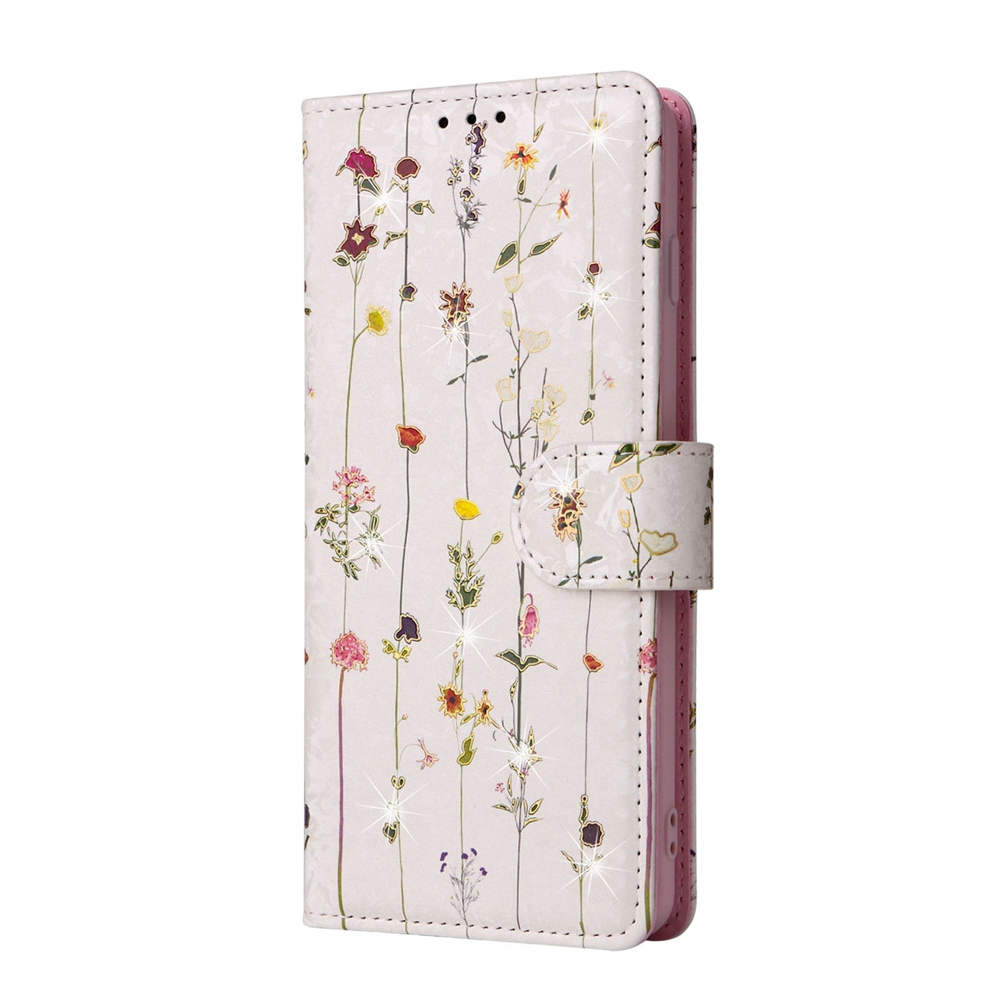 Samsung Galaxy S10 Plus Luxury Bronzing Leather Case - Floral RFID Wallet Cover with Stand & Card Slots