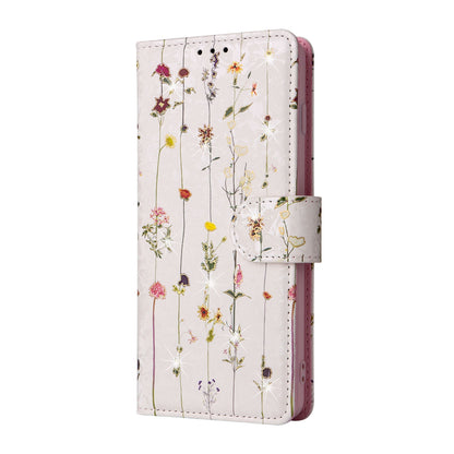Samsung Galaxy S10 Luxury Bronzing Leather Case - Floral RFID Wallet Cover with Stand & Card Slots