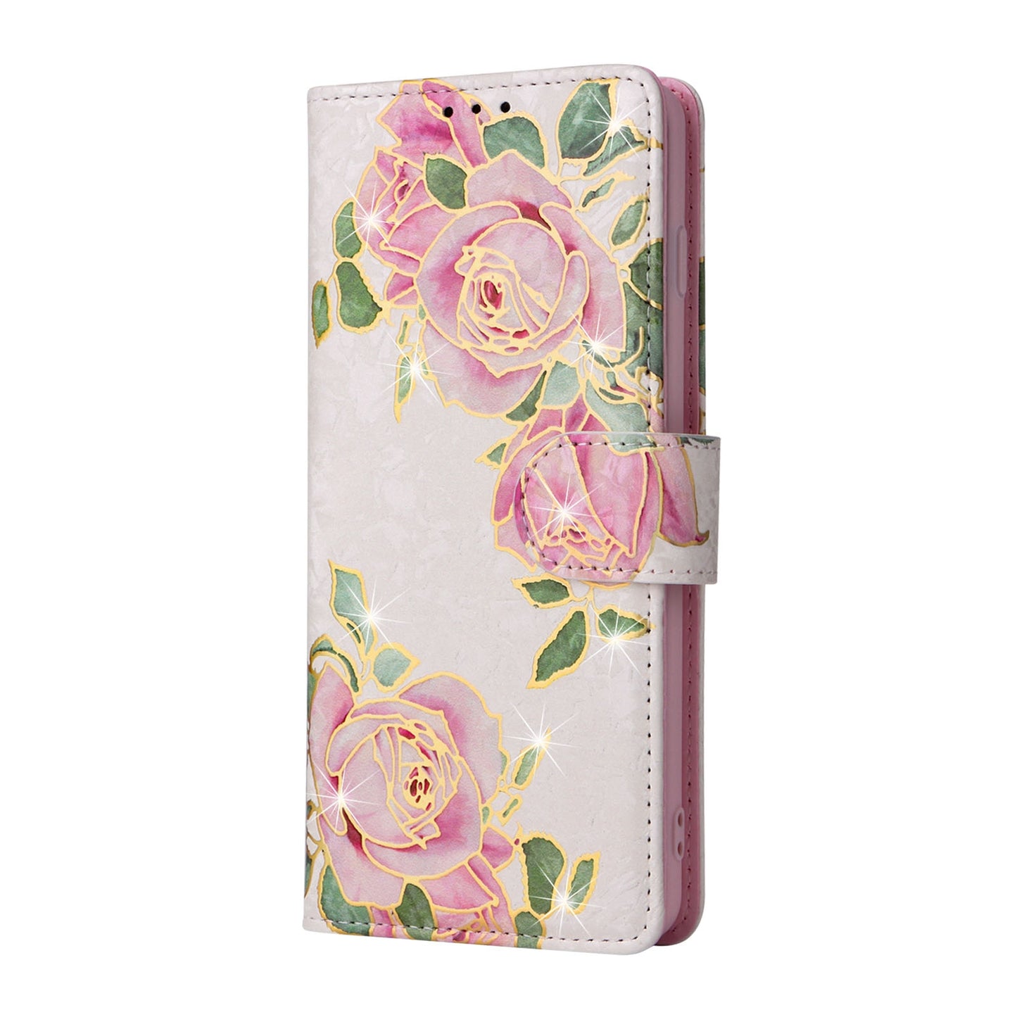 Samsung Galaxy S10 Luxury Bronzing Leather Case - Floral RFID Wallet Cover with Stand & Card Slots