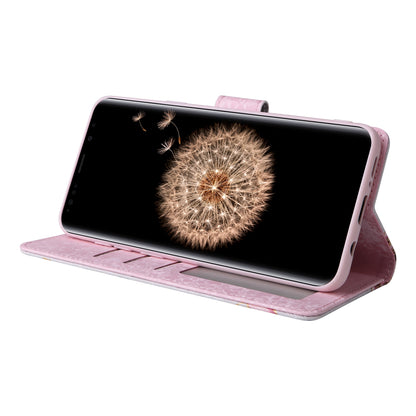 Samsung Galaxy S9 Plus Luxury Bronzing Leather Case - Floral RFID Wallet Cover with Stand & Card Slots