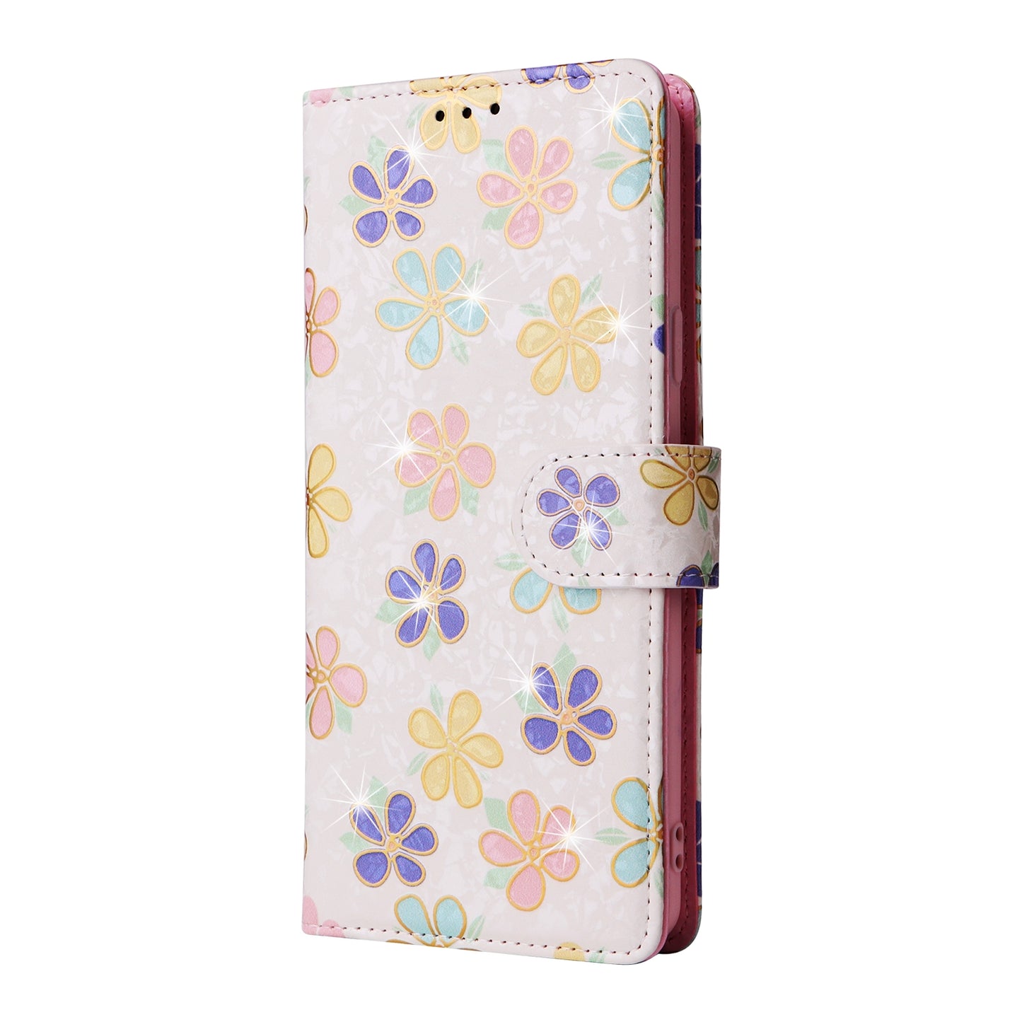 Samsung Galaxy S9 Plus Luxury Bronzing Leather Case - Floral RFID Wallet Cover with Stand & Card Slots