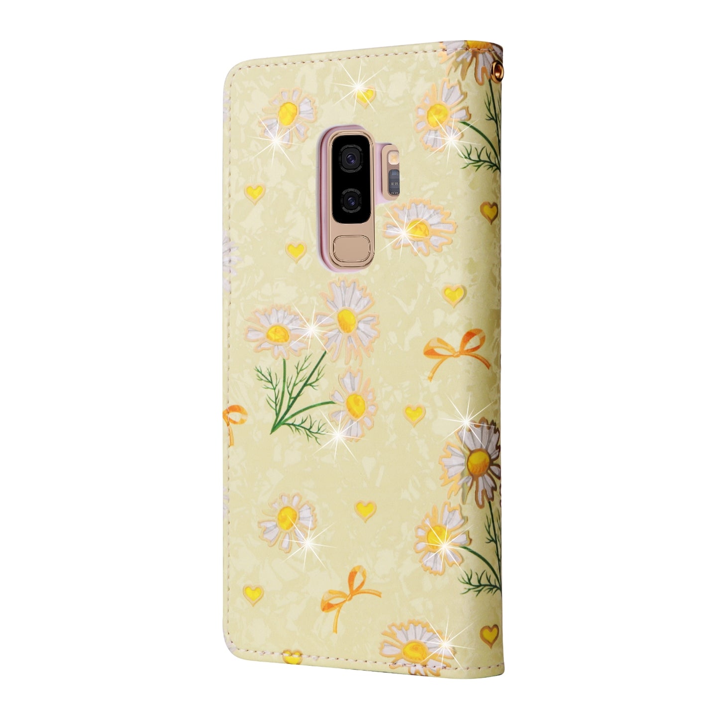 Samsung Galaxy S9 Plus Luxury Bronzing Leather Case - Floral RFID Wallet Cover with Stand & Card Slots