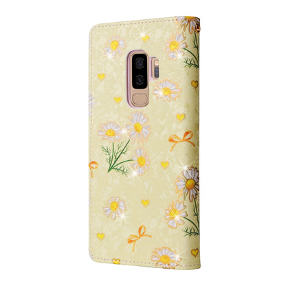 Samsung Galaxy S9 Plus Luxury Bronzing Leather Case - Floral RFID Wallet Cover with Stand & Card Slots