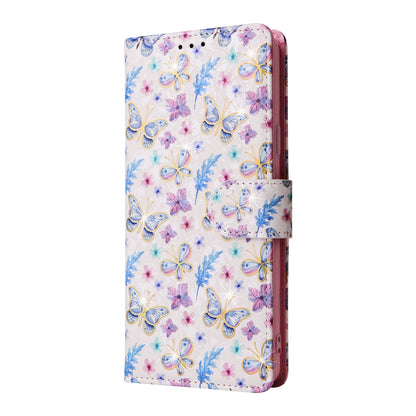 Samsung Galaxy S9 Plus Luxury Bronzing Leather Case - Floral RFID Wallet Cover with Stand & Card Slots