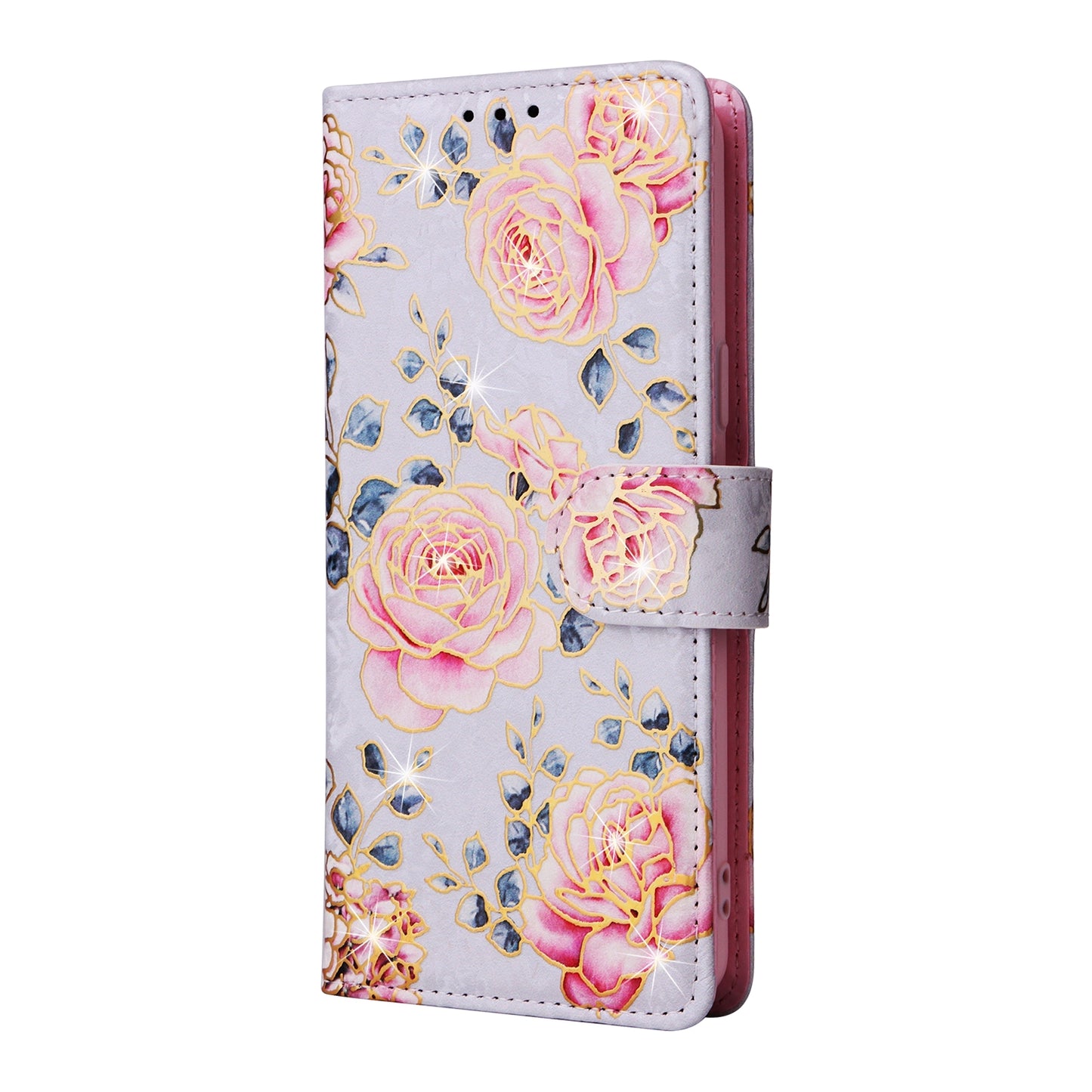 Samsung Galaxy S9 Luxury Bronzing Leather Case - Floral RFID Wallet Cover with Stand & Card Slots