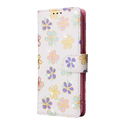 Samsung Galaxy S9 Luxury Bronzing Leather Case - Floral RFID Wallet Cover with Stand & Card Slots
