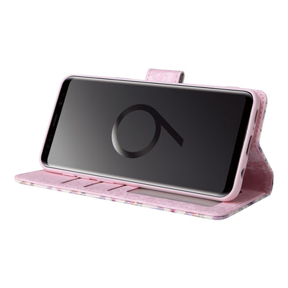 Samsung Galaxy S9 Luxury Bronzing Leather Case - Floral RFID Wallet Cover with Stand & Card Slots