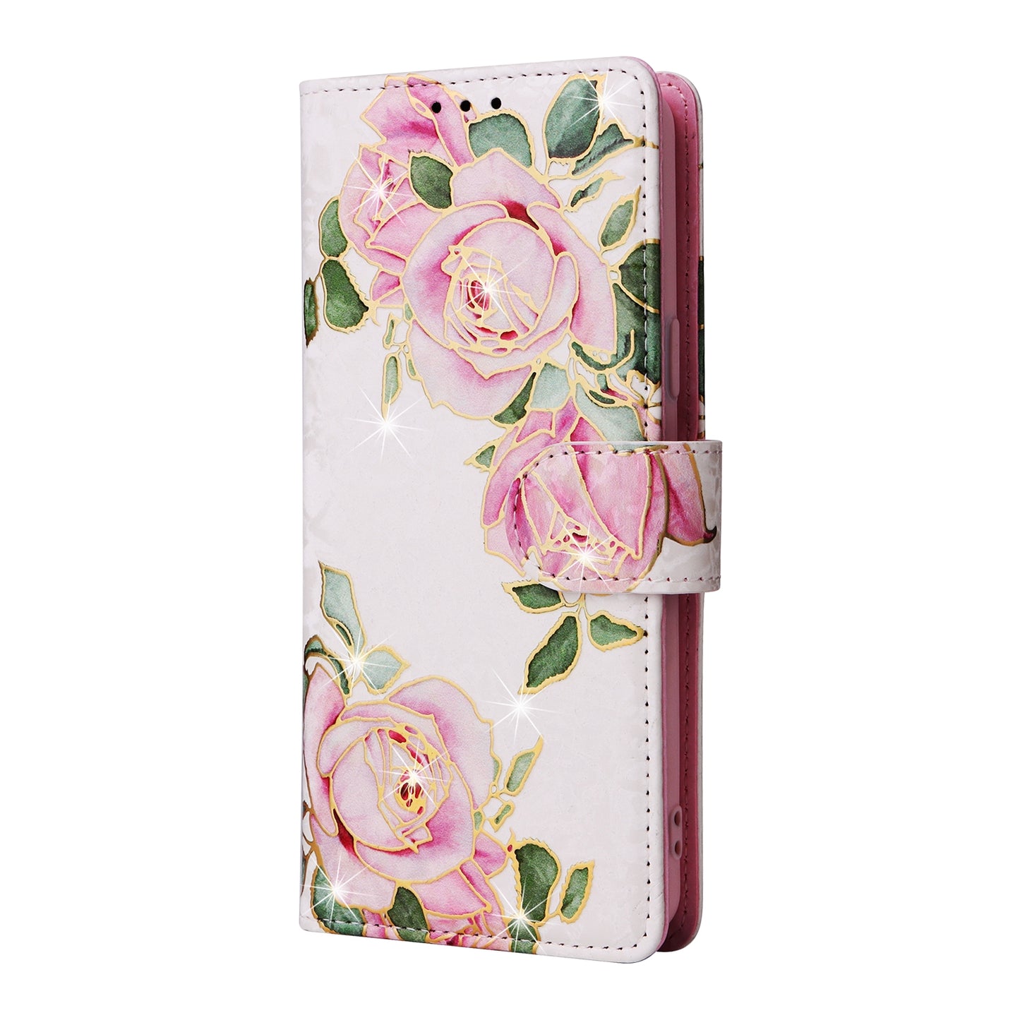 Samsung Galaxy S9 Luxury Bronzing Leather Case - Floral RFID Wallet Cover with Stand & Card Slots