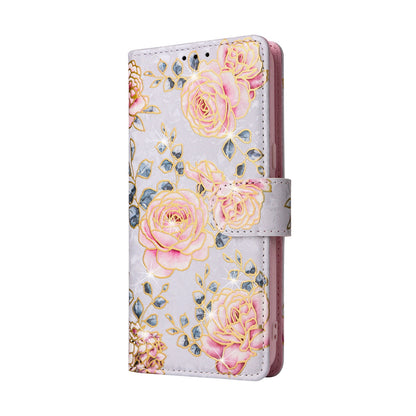 Samsung Galaxy S8 Luxury Bronzing Leather Case - Floral RFID Wallet Cover with Stand & Card Slots