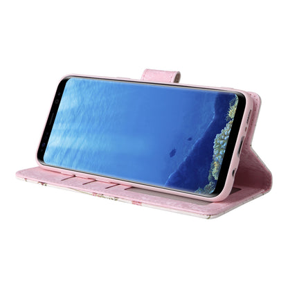 Samsung Galaxy S8 Luxury Bronzing Leather Case - Floral RFID Wallet Cover with Stand & Card Slots