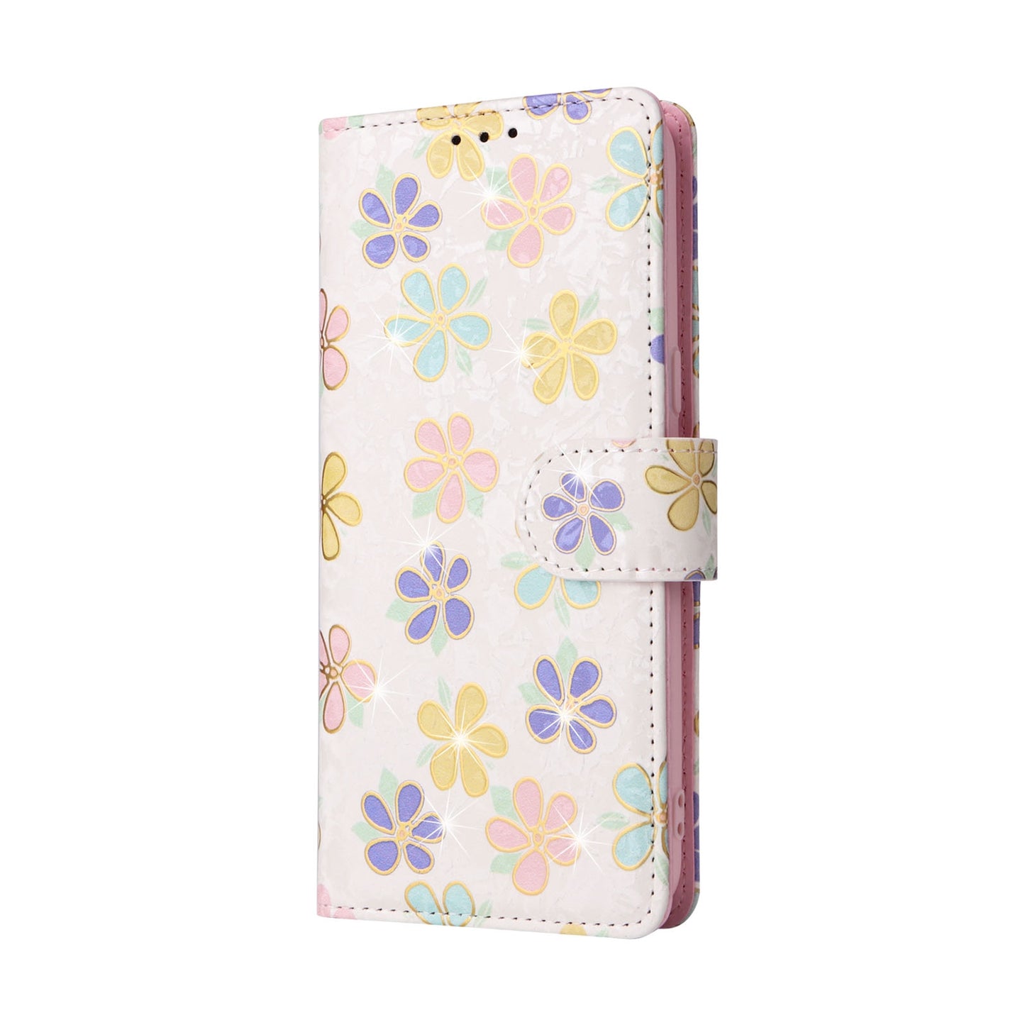Samsung Galaxy S8 Luxury Bronzing Leather Case - Floral RFID Wallet Cover with Stand & Card Slots