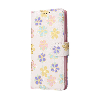 Samsung Galaxy S8 Luxury Bronzing Leather Case - Floral RFID Wallet Cover with Stand & Card Slots