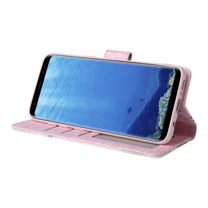 Samsung Galaxy S8 Luxury Bronzing Leather Case - Floral RFID Wallet Cover with Stand & Card Slots