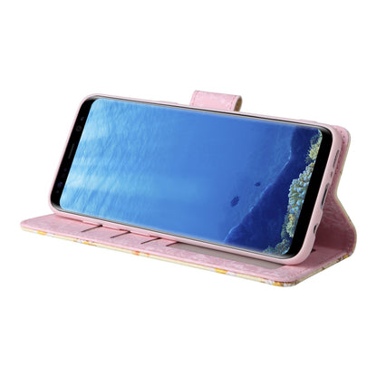 Samsung Galaxy S8 Luxury Bronzing Leather Case - Floral RFID Wallet Cover with Stand & Card Slots